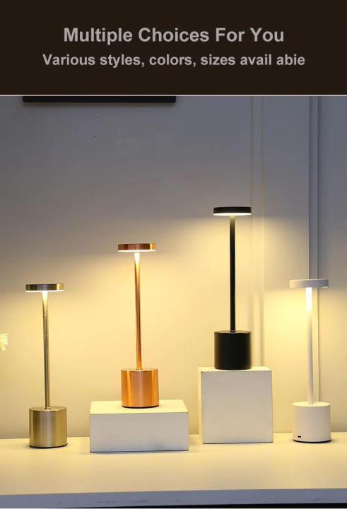 USB Rechargeable LED Night Light Desk Lamp 3 Color Touch Sensor Metal Table Lamp