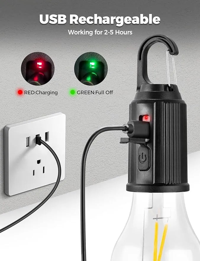 Rechargeable Portable LED Camping Lantern, Tent Lamp with Clip Hook