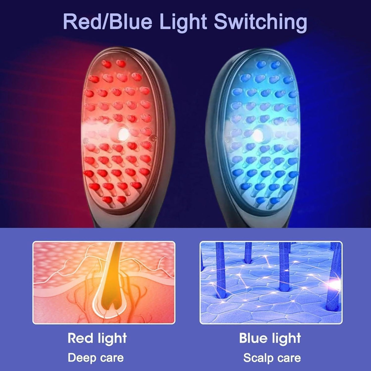Electric 3D Scalp Massage Comb with Steam Spray & Red Blue Light Therapy