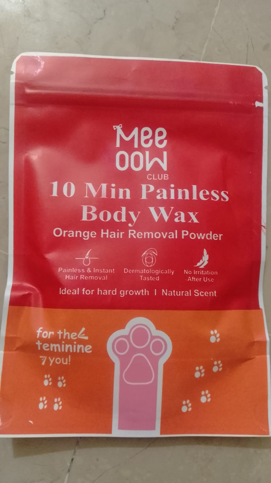 Meeoow Club 10 Min Painless Body Wax Orange Hair Removal Powder for Women