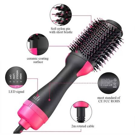 3-in-1 Hot Air Brush – Professional One-Step Hair Dryer, Straightener, and Curler