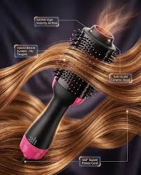 3-in-1 Hot Air Brush – Professional One-Step Hair Dryer, Straightener, and Curler