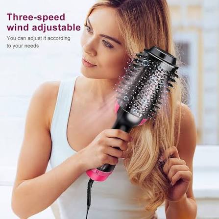 3-in-1 Hot Air Brush – Professional One-Step Hair Dryer, Straightener, and Curler