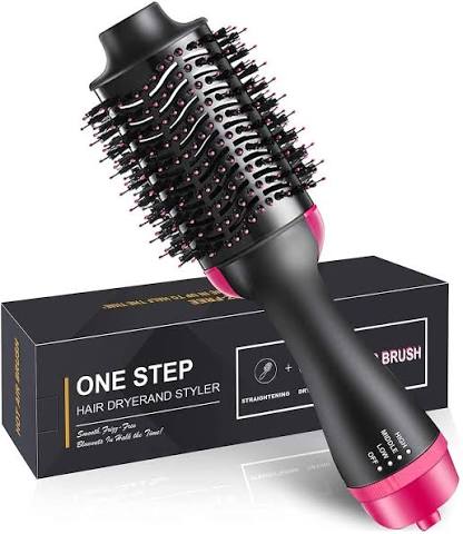 3-in-1 Hot Air Brush – Professional One-Step Hair Dryer, Straightener, and Curler