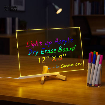 LED Light-up Acrylic Dry Erase Board with Markers