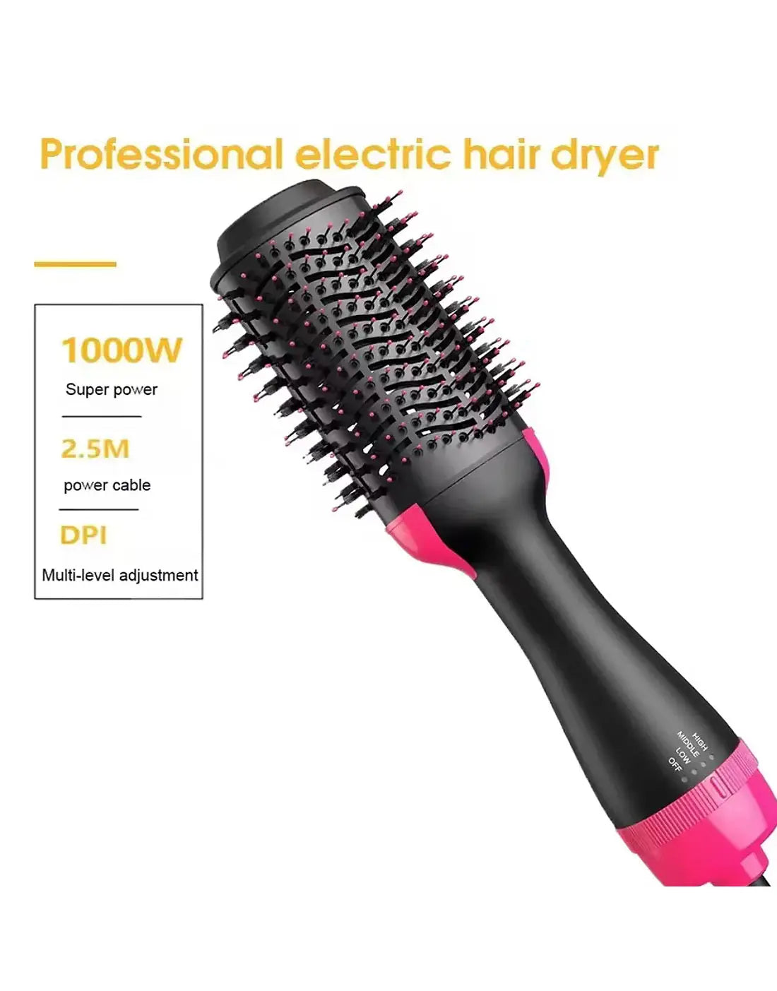 3-in-1 Hot Air Brush – Professional One-Step Hair Dryer, Straightener, and Curler